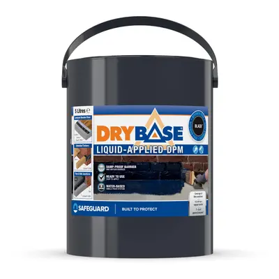 (5L, Black) Drybase Liquid Damp Proof Membrane (DPM) - Damp Proof Paint for Interior Walls and F