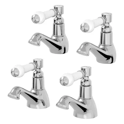 Traditional Bathroom Lever Hot Cold Twin Basin Sink Taps Bath Taps Set Ceramic