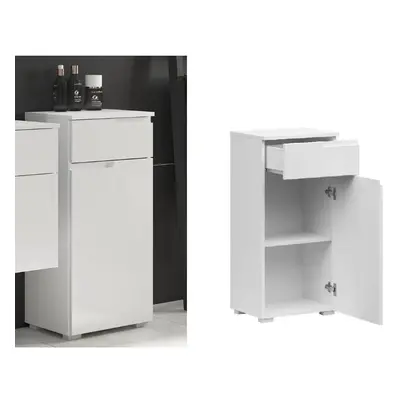 Bathroom Cabinet 400mm Floor Storage Drawer Unit Slim White Gloss Spice