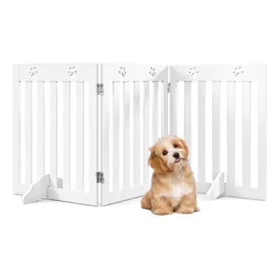 3 - Panel Folding Dog Gate Step Over Pet Barrier with Removable Feet