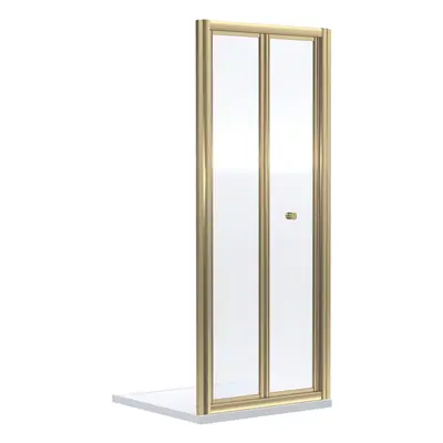 Ruwa 4mm Toughened Safety Glass Bi-Fold Shower Door - x 700mm - Brushed Brass - Balterley