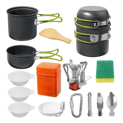 Portable Light Outdoor Camping Cookware Sets Gas Stove with Foldable Tableware Pan Dishwashing S