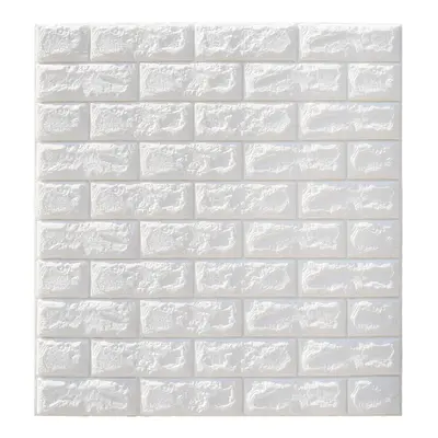 (White) 3D Brick DIY Wall Sticker Self-adhesive Waterproof Panels Wallpaper Decal 3D Brick Patte