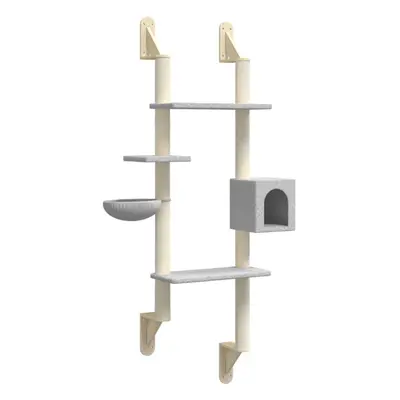 vidaXL Wall-mounted Cat Tree with Scratching Post Cat Climbing Tree Light Grey