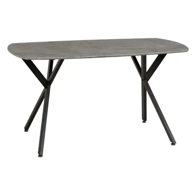 Seconique Athens Black Metal Frame Dining Table - Concrete Effect Top