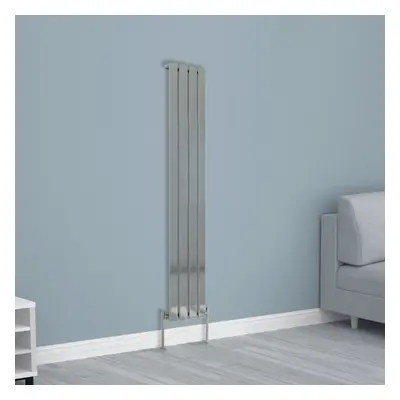 (1600x272mm Single, Chrome) NRG Horizontal Vertical Flat Panel Designer Radiator Central Heating