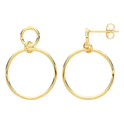 Jewelco London Ladies Yellow Gold-Plated Sterling Silver Linked Hoops Drop Earrings 20mm - GVE68