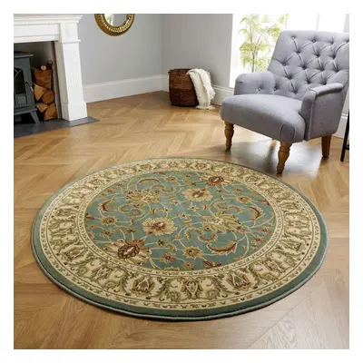 (KENDRA 45L Green, 150x150cm : Circle) Luxury Traditional Rugs Small Extra Large Hallway Runners