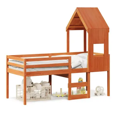 (wax brown, x cm) vidaXL High Sleeper Bed with Roof Loft Bed White 90x190 cm Solid Wood Pine