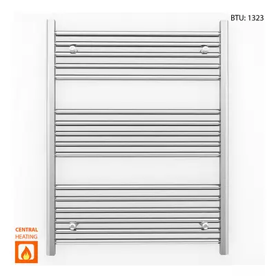 (Chrome Straight Valves, x (BTU:1323)) 800mm Wide Chrome Towel Rail Radiator With Valves