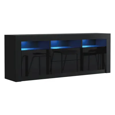 (Black) TV Unit 160cm LED Gloss Doors - Mex Furniture