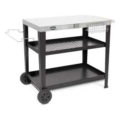 Plancha Trolley with Utensil Holder - Stainless Steel Top