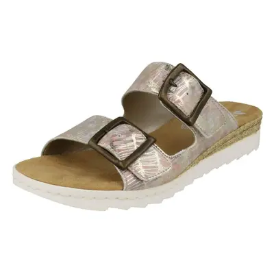 (UK 7.5, Multi) Ladies Rieker Buckle Detailed Mule Sandals