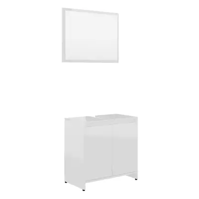 vidaXL Bathroom Furniture Set High Gloss White Engineered Wood Storage Unit