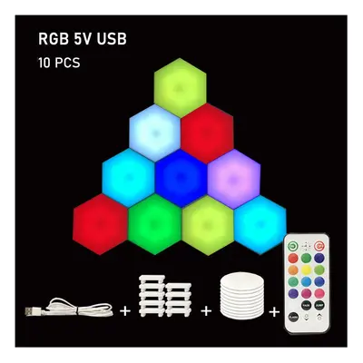 (10pcs) RGB LED Lamp Hexagon Light Touch Sensor RGBW LED Honeycomb Light Colorful Night Light US