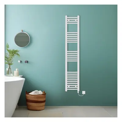 (White, 1600x300mm) Bathroom Curved Prefilled Electric Heated Towel Rail Ladder Warmer Radiator