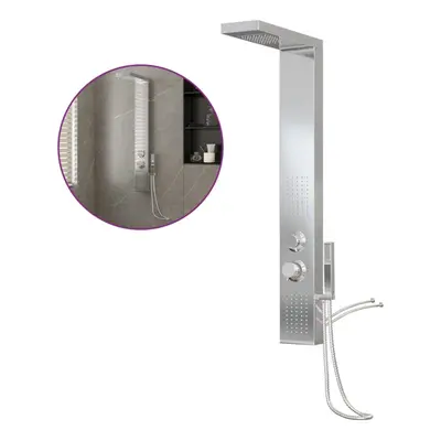 (silver, x x cm) vidaXL Shower Panel System Stainless Steel Square Multi Colours 114/130 cm