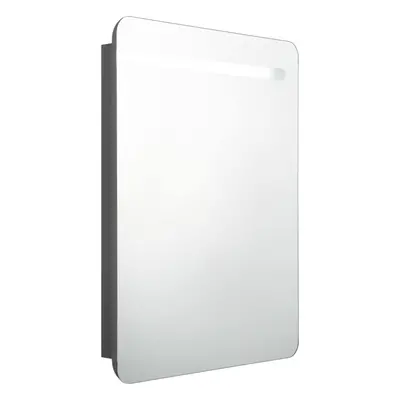 vidaXL LED Bathroom Mirror Cabinet Grey Washroom Storage Rack Vanity Unit