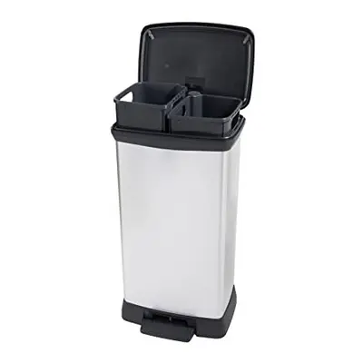 Waste bin, DECO DUO PEDAL BIN 23+23L, silver