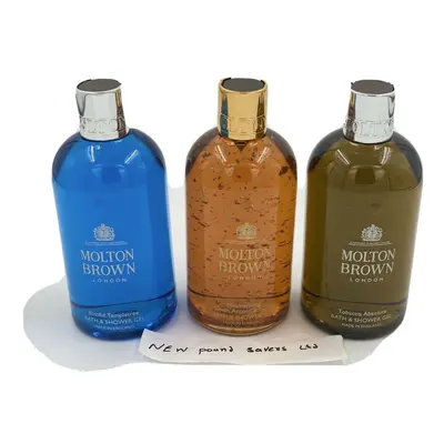 Molton Brown Bath & Shower Gel Collection 3x 300ml Temple. Tobacco, Oudh