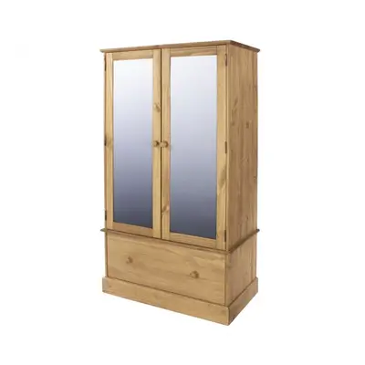 Home Source Malvern Pine Door Drawer Mirrored Wardrobe