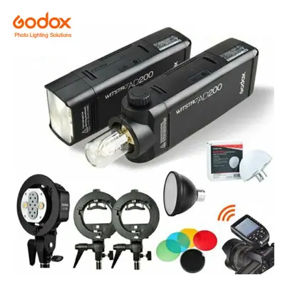 2*Godox 2.4 TTL AD200 Flash+AD-B2 Head+XPRO Trigger Kit+S-type Bracket