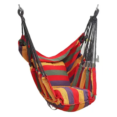 (Color bar red) Hammock Cotton Rope Sky Chair Swing Seat Cushion Garden Outdoor Indoor