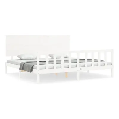 (white, x cm) vidaXL Bed Frame Bed Base with Headboard Honey Brown Small Double Solid Wood