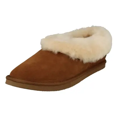 (UK 3, Camel (Brown)) Ladies Padders Fur Trim Slippers Cuddle - 2E Fit