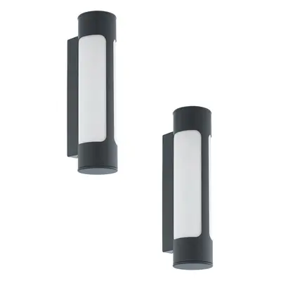 2 PACK IP44 Outdoor Wall Light Anthracite Zinc Plated Steel 6W Built in LED