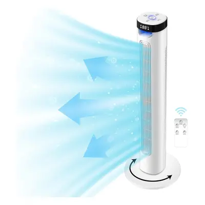 (White) 36" Tower Fan Electric Cooling Fan with Remote Control Oscillating Fan Quiet