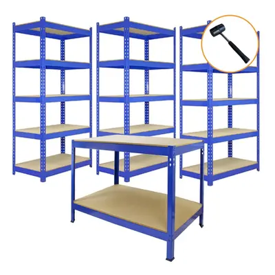 Blue Racking Unit Tier Garage Storage Warehouse Shelving x 90cm & x 120cm