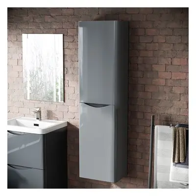 Nes Home Bathroom 1500mm Anthracite Wall Hung Furniture Tall Storage Cabinet