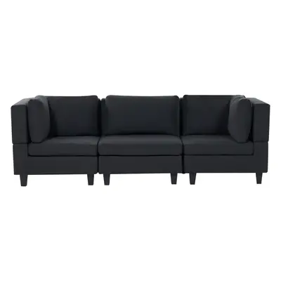 3-Seater Modular Fabric Sofa Black UNSTAD