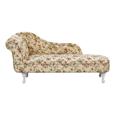 Left Hand Chaise Lounge Flower Print Beige NIMES