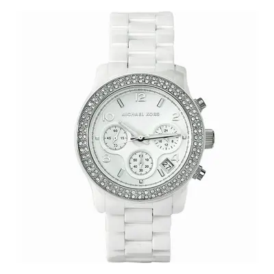 Michael Kors Runway Ladies White Ceramic Bracelet Chronograph Round Watch MK5188