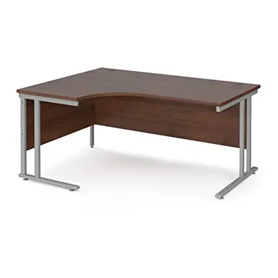 Mr Office Maestro left hand ergonomic desk - silver cantilever leg, Walnut