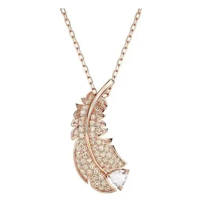 Swarovski Nice White Rose Gold-tone Plated Feather Pendant