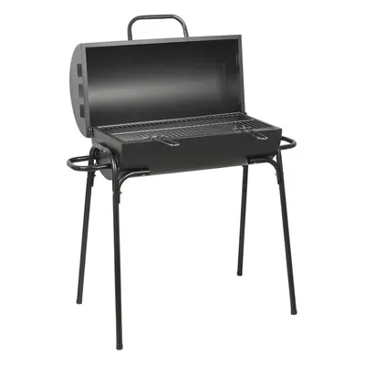 Large 60cm Barrel Black Metal BBQ Grill Heat Charcoal Barbecue