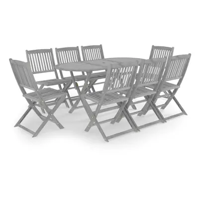 vidaXL Solid Acacia Wood Garden Dining Set Piece Grey Furniture Outdoot