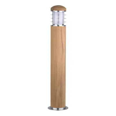 Outdoor IP55 Bollard Light Stainless Steel And Teak LED E27 15W