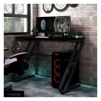 vidaXL Gaming Desk with ZZ Shape Legs Black Home Office Computer Desk PC Table