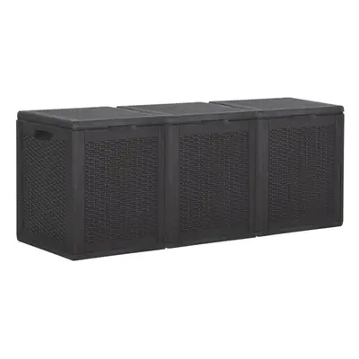 vidaXL Garden Storage Box 270L Black PP Rattan Outdoor Chest Case Tool Box