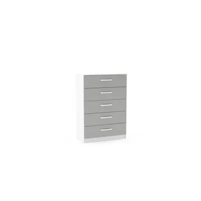 Birlea Lynx White & Grey Gloss Drawer Chest