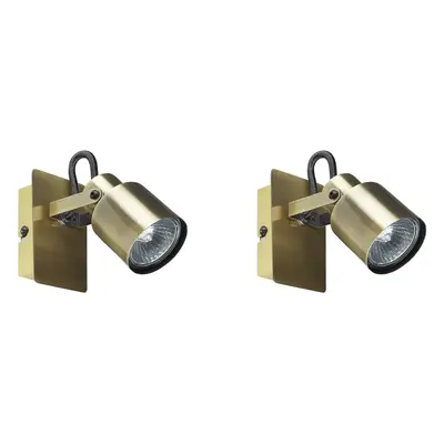 Set of Metal Spotlight Lamps Brass BONTE