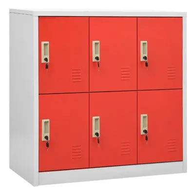 vidaXL Locker Cabinet Light Grey and Red Steel Wardrobe School Locker Cabinet