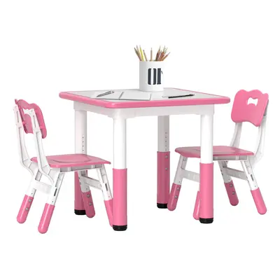 AIYAPLAY Pcs Height Adjustable Kids Table and Chair Set for Playroom - Pink