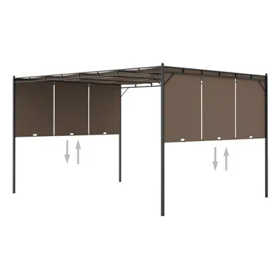 vidaXL Garden Gazebo with Side Curtain 4x3x2.25 m Taupe Canopy Shelter Awning