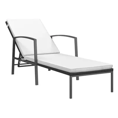 vidaXL Garden Sun Lounger with Cushion Sun Bed Patio Day Bed Poly Rattan Black