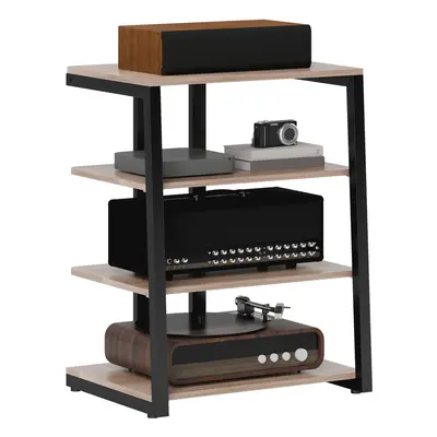 HOMCOM HiFi Rack Stand w/ Power Strip Rack 4-Tier Record Player Stand Grey